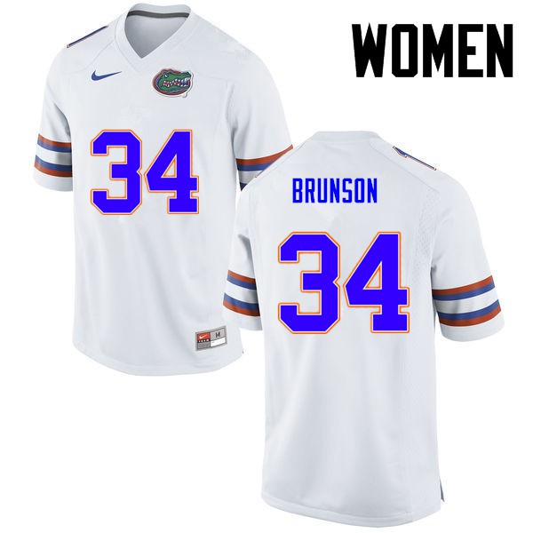 Florida Gators Women #34 Lacedrick Brunson College Football Jersey White